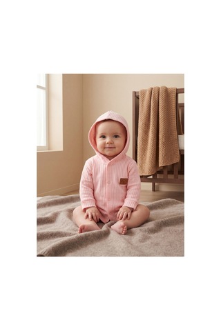 Minory Baby - %100 Pamuk Hırka Waffle Kumaş Pembe Pembe