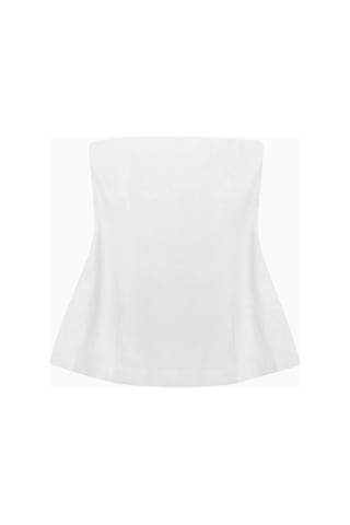 Because Of Alice Strapless Linen A - Line Bodice Kadın Üst Beyaz