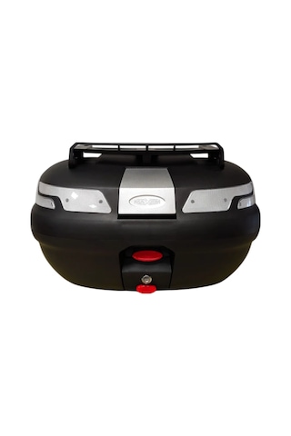 Motosiklet Arka Çanta Sl 45 Litre Sırt Dayama Ve Üst Bagaj Full Set Şeffaf Reflektör Siyah