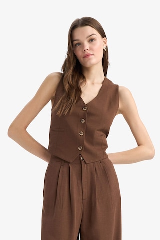 DeFacto V Yaka Keten Karışımlı Blazer Yelek E6209AX25SPBN254 Kahve