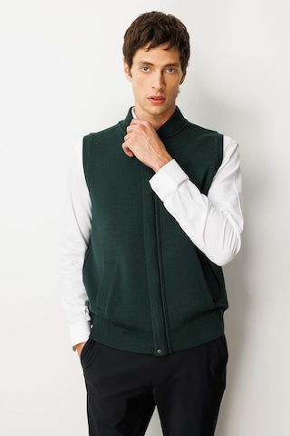 Erkek Hakim Yaka Çelik Örgü Yün Yelek Yeşil Yeşil