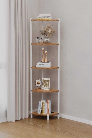Bes Rafli Çok Amaçli Köse Kitaplik Beyaz Profil Beyaz Sunta 40x30x150 Cm Mtl042 Beyaz-çam