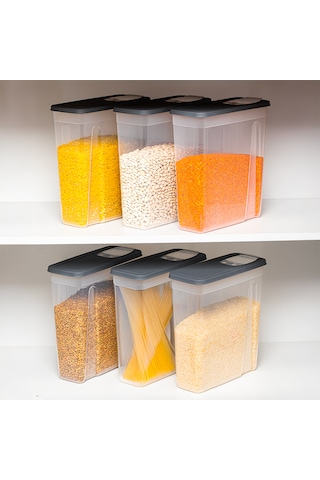 Porsima Org-451 Sandy 6'lı 5,90l Erzak Saklama Kabı Seti Antrasit