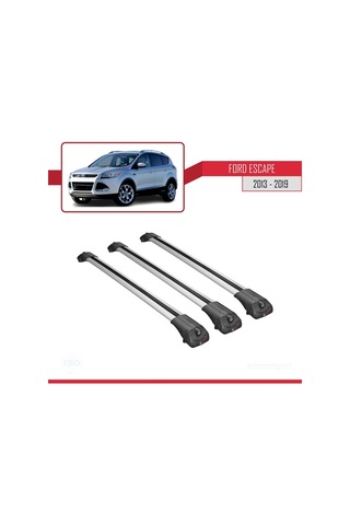 Ford Escape 2013-2019 Arası İle Uyumlu Ace-1 Ara Atkı Tavan Barı Gri 3 Adet Bar