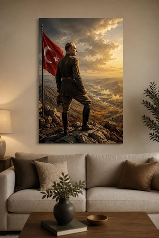 Atatürk Temalı Baskılı Cam Tablo Türk Bayrağı Manzara Dekorasyonu Atatürk Temalı Baskılı Cam Tablo Türk Bayrağı Manzara Dekorasyonu
