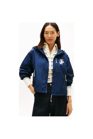 Tommy Hilfiger Kadın Dayanıklı İnce Kumaşlı Kapüşonlu Rahat Kalıp Lacivert Ceket