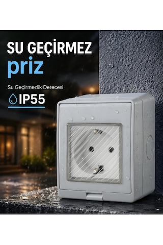 Su Geçirmez Tekli Priz Ip 55 1 Adet