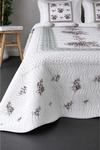 Gündelik Çeyizlik Hediyelik Kapitone Desenli Çift Kişilik / Battal Boy Yatak Örtüsü Takımı Seti 250x260 Örtü 50x70 2 Adet Yastık Kılıfı Flower Lila