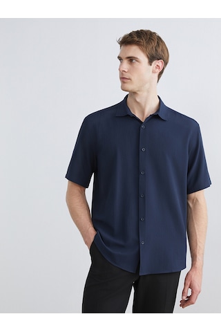 Lcw Vision Lacivert Regular Fit Kısa Kollu Erkek Gömlek