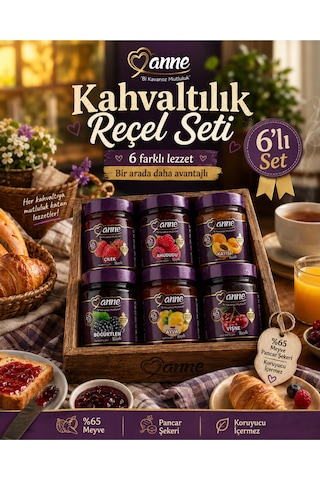 Reçel Seti Kahvaltılık 6 Adet %65 Meyveli