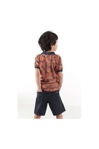 Midimod Erkek Çocuk 3'li Takım Polo Yaka T-shirt Şort Kemer Takım Renkli Çok Renkli