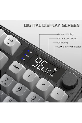 Miaxtreme Freewolf M96 2.4g+bt5.0 Triple Mebran Sessiz Tasarım Tft Led Ekranlı Reinbow Gaming Oyuncu Klavye