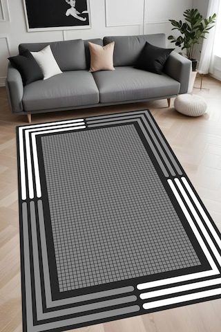 Eliana Home Dijital Baskı Yıkanabilir Kaymaz Taban Salon Halısı Ve Yolluk Rvg0990-fnl240 Gri