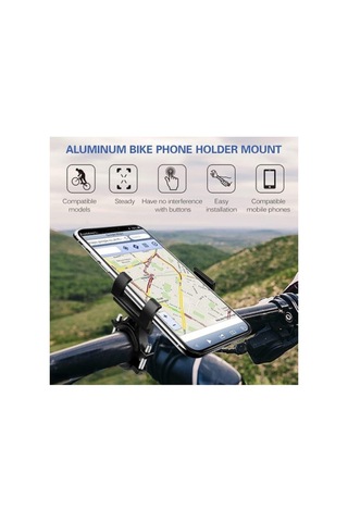 Alüminyum Paslanmaz Bisiklet Motorsiklet Cep Telefonu Tutucu Siyah