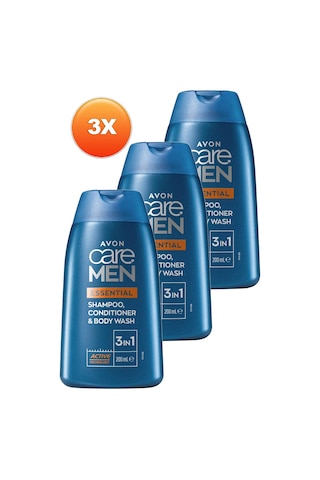 Avon Care Men Essential 3’ü 1 arada Şampuan Bakım Kremi ve Duş Jeli 3 x 200 ML