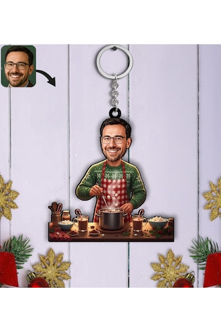 Bk Gift Kişiye Özel Erkek Yılbaşı Karikatürlü Ahşap Anahtarlık -6, Yeni Yıl Hediyesi, Yılbaşı Hediyesi Kobitmeyencom35807 Bk Gift