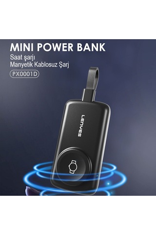 Lenyes Px0001d Akıllı Saat Kablosuz Şarj Taşınabilir Type-c Kablolu Powerbank 2000mah 2w Siyah