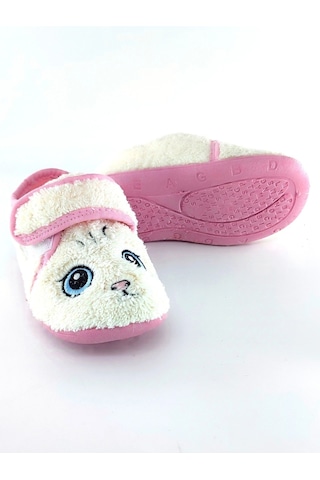 Gezer Peluş Çocuk Günlük Kreş Ayakkabısı Panduf Beyaz-kedi
