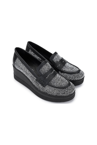 Tamer Tanca Kadın Hakiki Deri Beyaz Taşlı Loafer Ayakkabı 937 23043 Bn Ayk Y25 Beyaz Taslı Beyaz