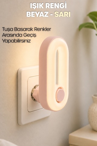 Gece Lambası Halka Tip 2 Mod Sarı-beyaz Işık Tuşlu Koridor Hol Işığı Uyuma Işığı Pembe K6760
