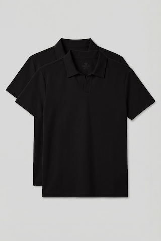 Rahat Form Polo Yaka 2li Paket Siyah Erkek T-shirt - 88496