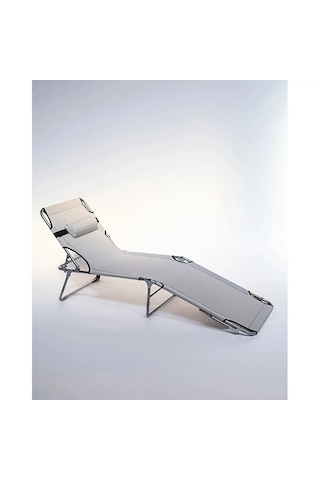 Eportatif Kamp Yatağı Yastıklı Katlanır Şezlong Kampet Gri 1628