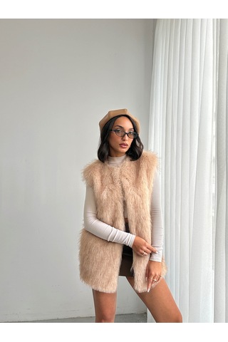 Verymoda Yapay Kürk Kadın Yelek Yumuşak Dokulu Vmf2038 Taş
