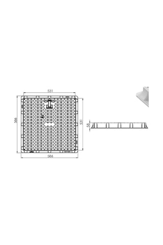 55X55 Rögar Kapağı - Çerçeve + Izgaralı Kapak Gri