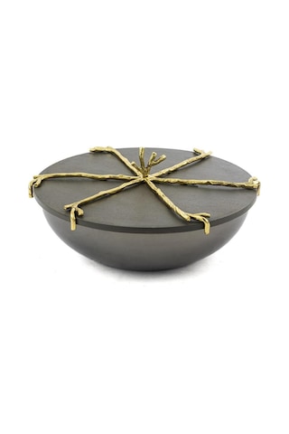 Branch Kapaklı Gold Gri Kase 22x10cm