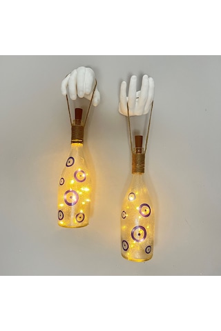 Nazar Boncuklu Şişe Duvar Dekor Apliği 2 Li Set Mavi