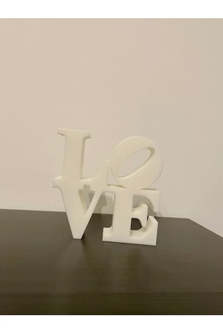 Love Yazılı Dekoratif Biblo Ve Masaüstü Ev Ofis Süs Eşyası Beyaz