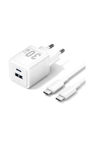Vention 30w Gan Çift Çıkışlı 1xusb-c 30w + 1xusb-a 30w Hızlı Şarj Cihazı Ve 1m Kablo Seti İphone Uyumlu