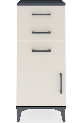 Arges Komodin Tek Raflı 3 Çekmeceli Tek Kapaklı 44x30x106 Ant... Antrasit