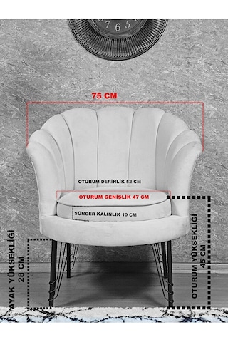 Tekli İstiridye Beyaz Boyalı Telli Ayak Çay Seti Koltuk Tekli Ber Çok Renkli