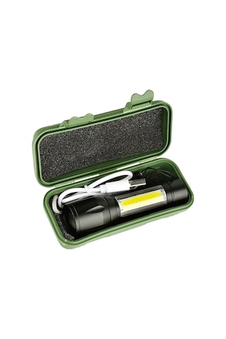 Su Geçirmez Şarjlı El Feneri 2500 Lumens + 5w Cob Led Usb Lion Ş Çok Renkli