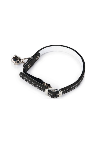 Beeztees Kedi Boyun Tasması, Deri, Zilli, Siyah, 24-29cm