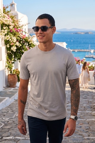 Buratti Pamuklu Regular Fit Bisiklet Yaka Erkek T Shirt 59020204 Kül