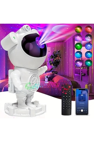 Astronot Gece Lambası Projektör Bluetooth Hoparlör Uzaktan Kumandalı Bx40