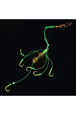 Konesam 8 Numara Yüksek Karbon Çelik İğne Seti - 4 Adet Köpek Balık İğnesi, Işık Verici Boncuk, Bait Kafesi Ve Taşınabilir Kutu - Deniz Ve Göl Balıkçılığı