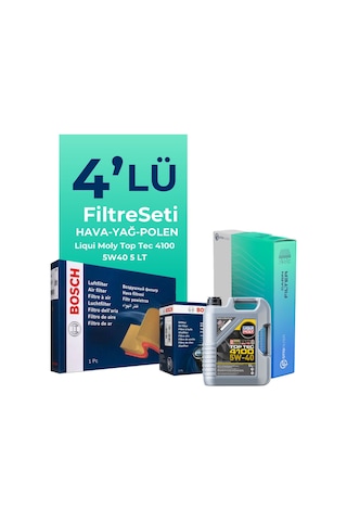 Bosch Renault Megane 1.2 Benzin Tce Filtre Bakım Seti Liqui Moly Motor Yağlı (2016-2019) 4 Lü -
