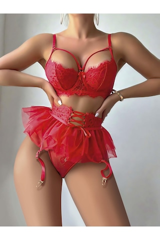 Kadın Kırmızı Etekli Fantezi Kostüm 2018 Kırmızı