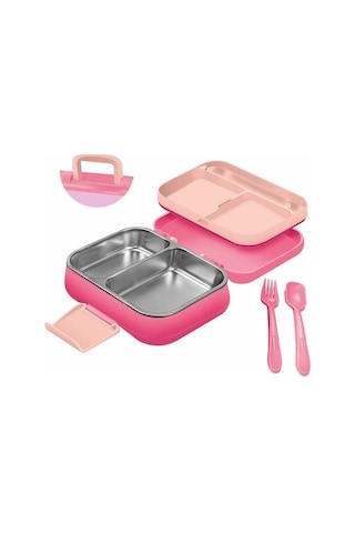 Titiz Happii 1030 Ml Çelik Bölmeli Beslenme Kabı Sızdırmaz Silikon Contalı Çatal Kaşık Setli Çok Renkli 67758151