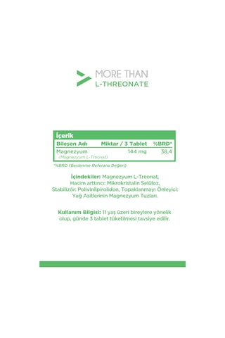 More Than L-Threonat Takviye Edici Gıda 90 Tablet