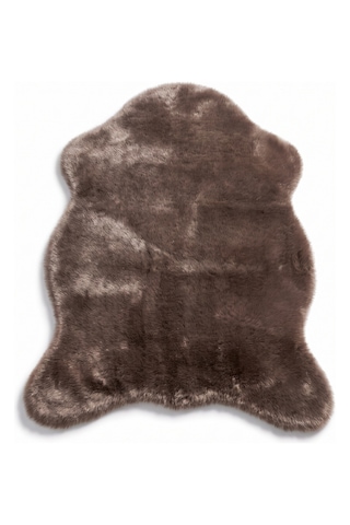 Merplush Peluş Post Halı 120x150 Cm Süet Taban Yumuşak Kürk Görünümlü Yatak Odası Halısı Mouss Kahve