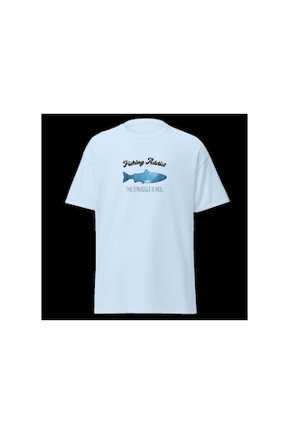 Wildstyle Fishing Addict Struggle Is Reel Balıkçılık Esprili Baskılı Unisex Bisiklet Yaka Pamuklu Tişört Bebek Mavisi
