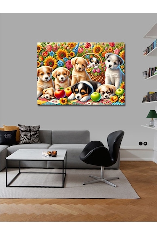 Kanvas Tablo Şirin Yavru Köpekler 100cmx140cm