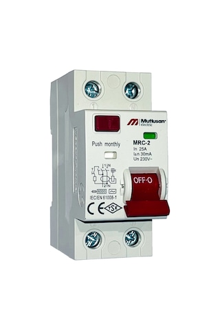 Mutlusan MRC06-203025 2P 6kA AC 25A 30mA Kaçak Akım Koruma Rölesi