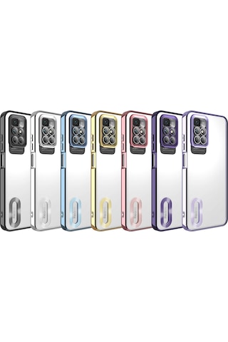 Xiaomi Redmi 10 Kılıf Kamera Korumalı Logo Gösteren Zore Omega Kapak Rose Gold
