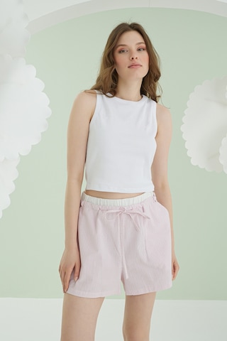 Nbb Kadın Pembe Kurdele Crop Şort Takım Pembe