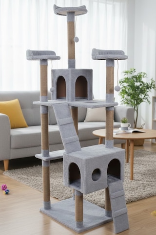 Missidea Cat City Yeni Rezidans Kedi Oyun Evi Ve Tırmalama Gri